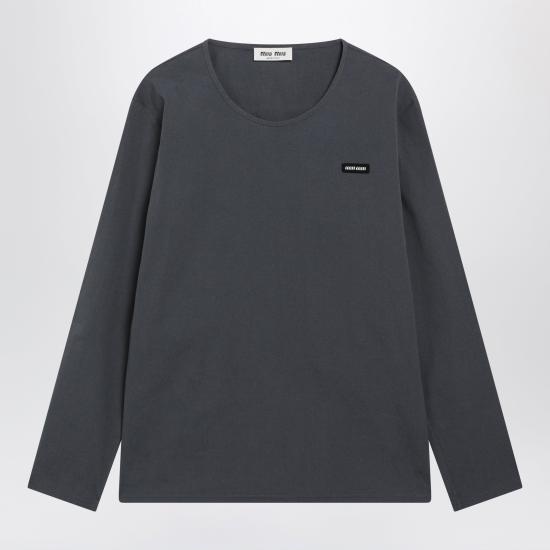 26FW 미우미우 스트레치 포플린 탑 스트레치 포플린 탑 MT2283OOO6472 Grey