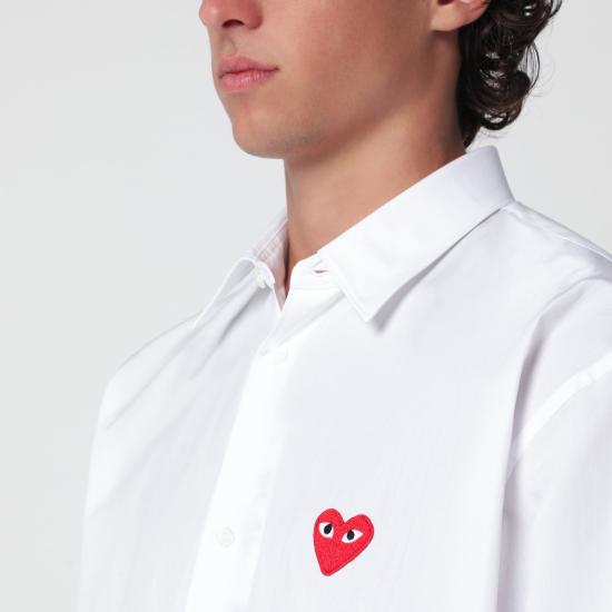 26FW 꼼데가르송 레드하트 와펜 셔츠 AXB002051CO White - COMME DES GARCONS