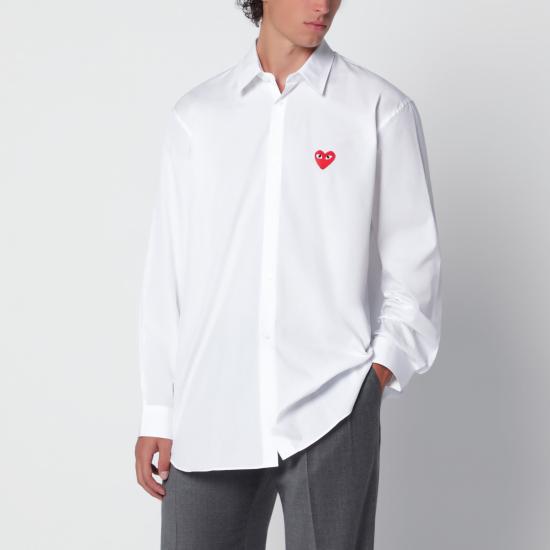 26FW 꼼데가르송 레드하트 와펜 셔츠 AXB002051CO White