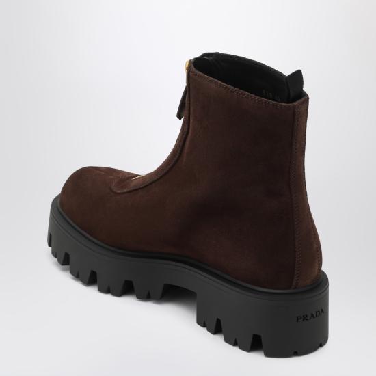 26FW 프라다 가죽 지퍼 부티 앵클 부츠 1T328O050054 Brown - PRADA
