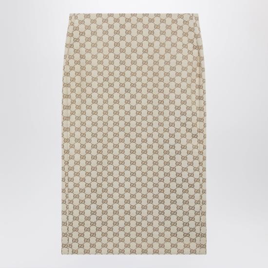 26FW 구찌 GG 코튼 캔버스 미디 스커트 GG 코튼 캔버스 미디 스커트 871391ZAVMM Beige