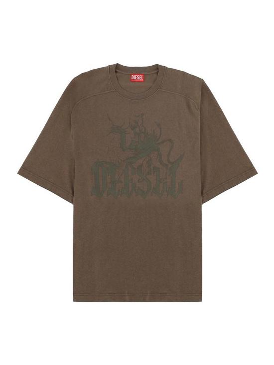 26SS 디젤 T-JUSSI 코튼 햄프 티셔츠 A229980WECP7ETA BROWN