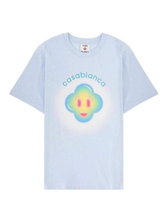 26SS 카사블랑카 반팔 티셔츠 MSP26JTS00109AIRBRUSHSMILEY LIGHT BLUE