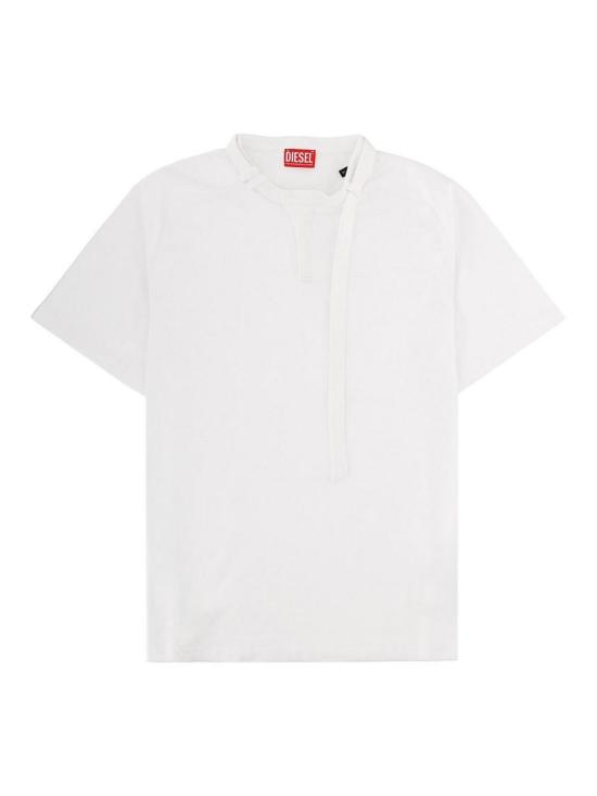 26SS 디젤 T-KAUKO 바이커 넥 스트랩 티셔츠 A229800DECG100 White