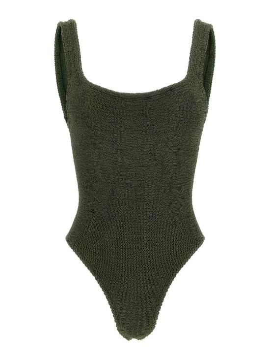  훈자 지 원피스 수영복 SQUARENECKSWIMMETALLICKHAKI Green