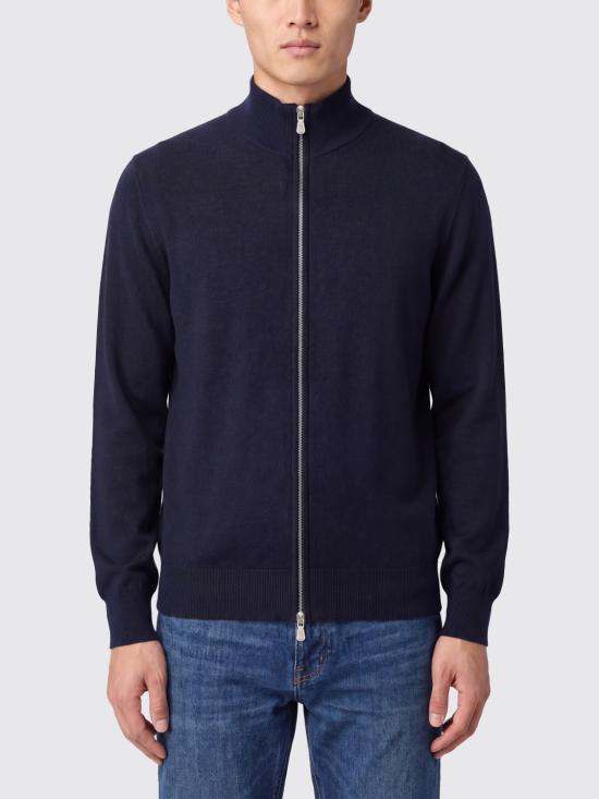 26FW 브루넬로 쿠치넬리 캐시미어와 실크 가디건 M2300106 CW425 Navy