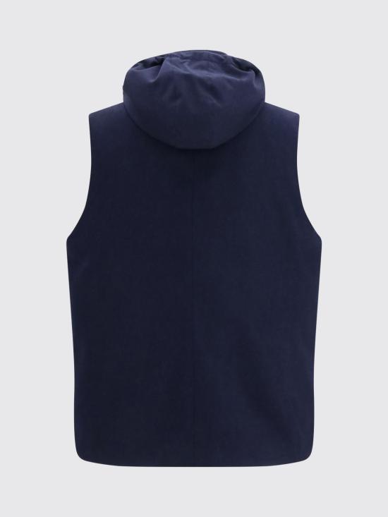 26FW 브루넬로 쿠치넬리 본디드 울 플란넬 디테처블 후드 다운 베스트 MM4701775 CQJ36 Blue - BRUNELLO CUCINELLI