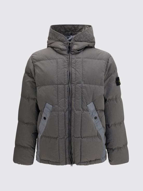 26FW 스톤 아일랜드 나일론 메탈 에코닐 드로우코드 헴 후드 다운 자켓 나일론 메탈 에코닐 드로우코드 헴 후드 다운 자켓 4100019S0019 V0060 Grey - STONE ISLAND