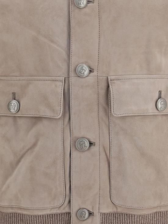 26FW 브루넬로 쿠치넬리 레더 봄버 자켓 MPCLF1955 CVF33 Hazel - BRUNELLO CUCINELLI