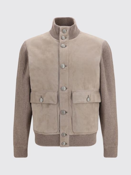 26FW 브루넬로 쿠치넬리 레더 봄버 자켓 MPCLF1955 CVF33 Hazel - BRUNELLO CUCINELLI