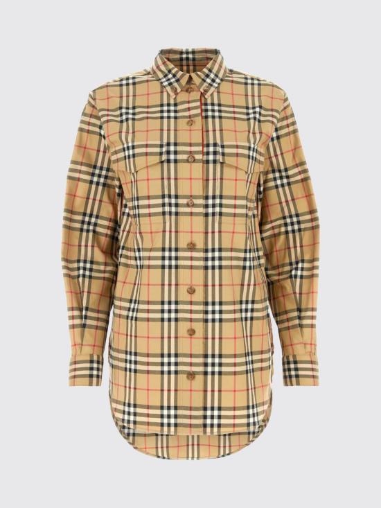 26FW 버버리 체커드 코튼 셔츠 8083146 Beige - BURBERRY