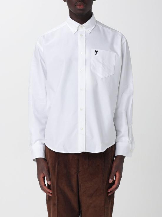 26FW 아미 스몰 하트 로고 박시 자수 셔츠 HSH822CO0031 168 White
