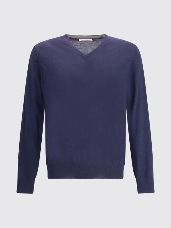 26FW 브루넬로 쿠치넬리 V넥 스웨터 M2400162 CW425 Navy - BRUNELLO CUCINELLI