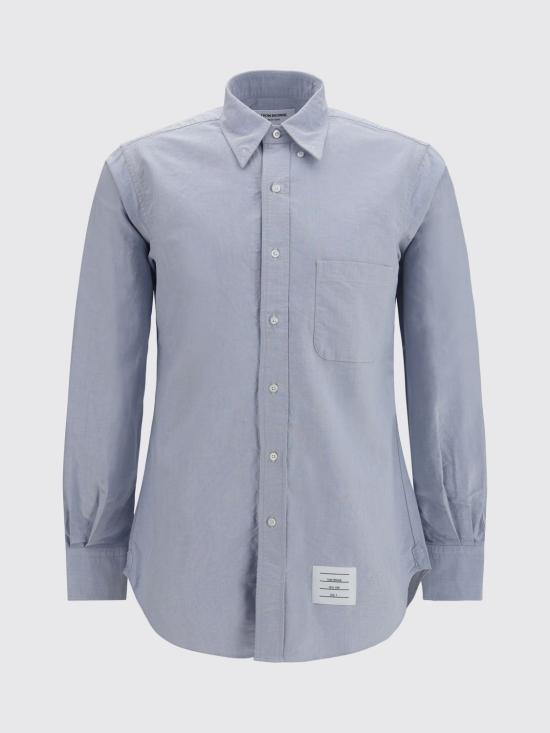 26FW 톰브라운 옥스포드 클래식 그로그랭 플래킷 셔츠 MWL010EF0313 480 Gnawed Blue - THOM BROWNE