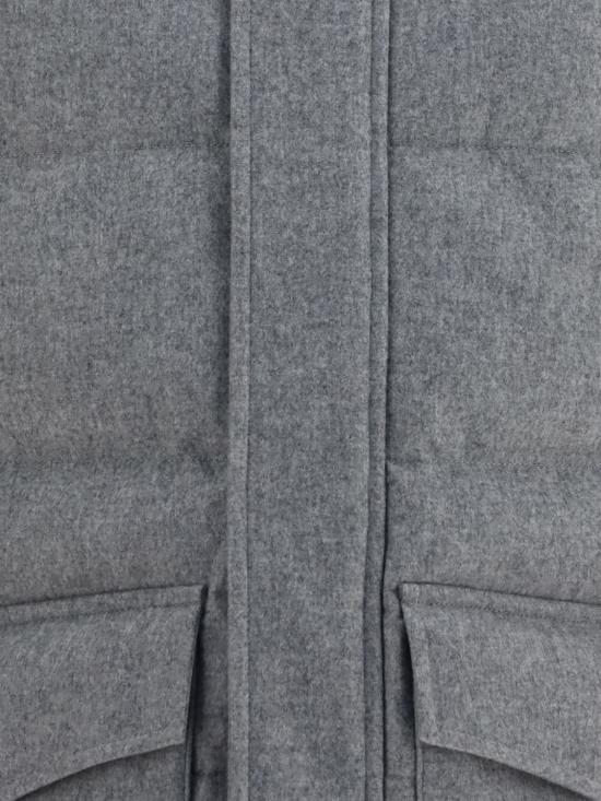 26FW 브루넬로 쿠치넬리 본디드 울 플란넬 탈부착 후드 다운 자켓 MM4701823 CF427 Grey - BRUNELLO CUCINELLI