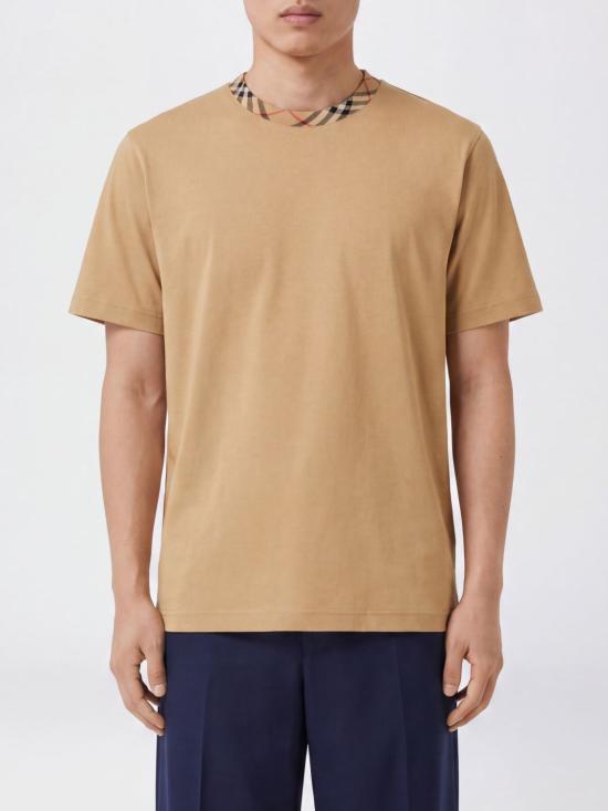 26FW 버버리 체크 트리밍 코튼 티셔츠 8125511 Beige