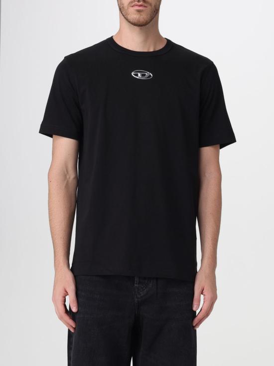 26FW 디젤 T-어드저스트-Od 메탈릭 오발 D 티셔츠 A178800CLBR 9XX Black