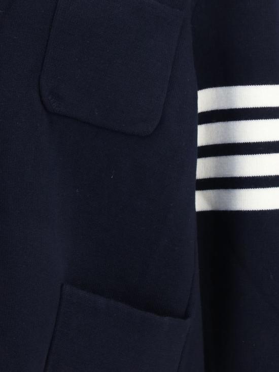 26FW 톰브라운 사선 스트라이프 블레이저 울 니트 자켓 MKJ024D00014 415 Navy - THOM BROWNE