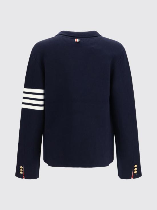 26FW 톰브라운 사선 스트라이프 블레이저 울 니트 자켓 MKJ024D00014 415 Navy - THOM BROWNE