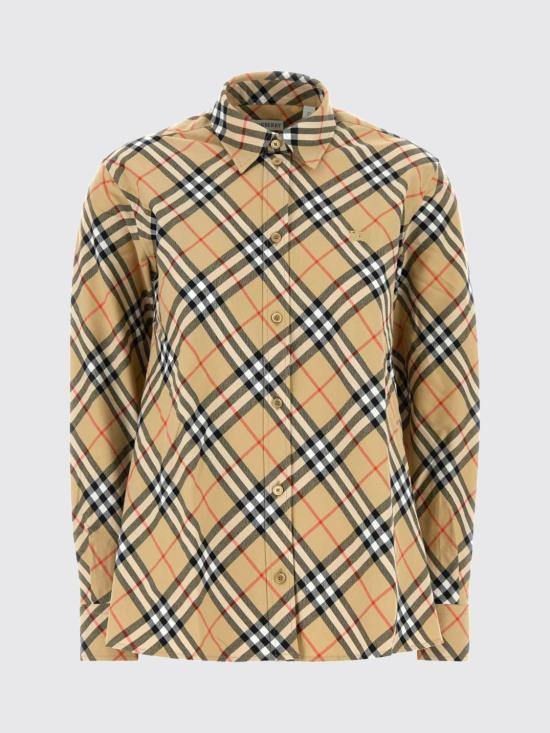 26FW 버버리 체크 자수 코튼 셔츠 8113599 Sand - BURBERRY