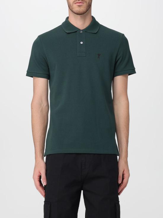 26FW 아미 스몰 하트 로고 폴로 티셔츠 HPL411760 A258 Bottle Green
