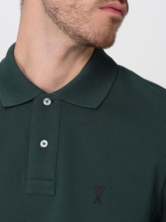 26FW 아미 스몰 하트 로고 폴로 티셔츠 HPL411760 A258 Bottle Green - AMI