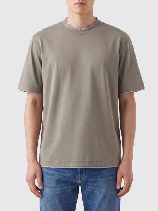 26FW 브루넬로 쿠치넬리 자수 로고 티셔츠 M0B137427 CAE09 Military