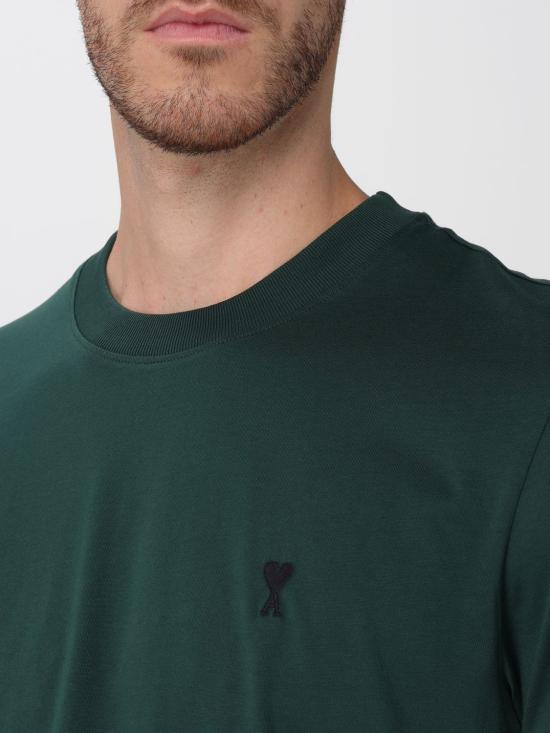 26FW 아미 스몰 하트 로고 라이트 코튼 저지 티셔츠 HTS346724 A258 Bottle Green - AMI