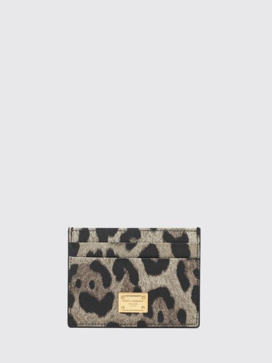 26FW 돌체앤가바나 레오파드 프린트 폴리싱 카프스킨 카드 홀더 BI0330AX566 HY13M Brown