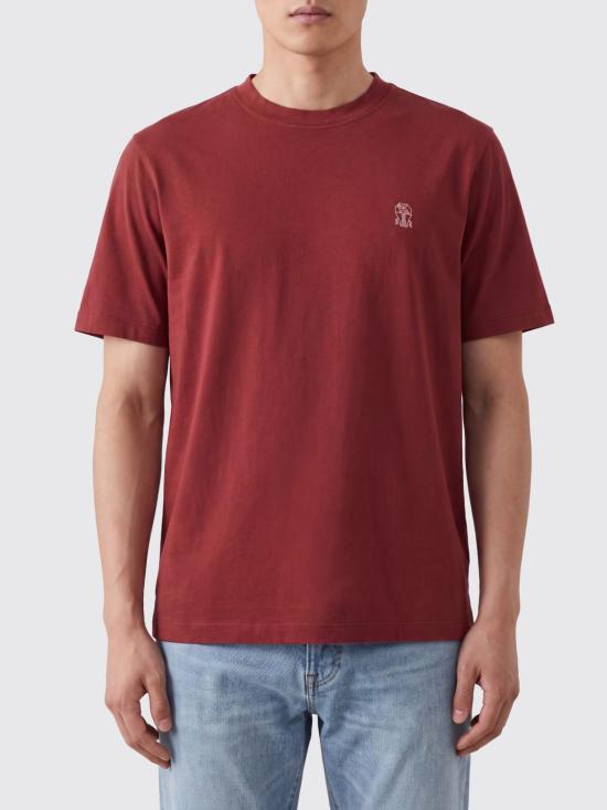 26FW 브루넬로 쿠치넬리 코튼 저지 크루넥 티셔츠 M0B138440 CGL17 Red