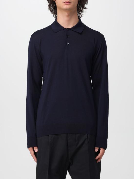 26FW 골든구스 메리노 울 롱 슬리브 폴로 셔츠 GMP01353P00104150501 Navy