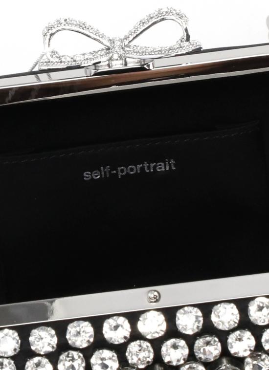 26SS 셀프 포트레이트 클러치/파우치 SS26305ABBLACK SATIN CRYSTALBLACK Silver - SELF PORTRAIT