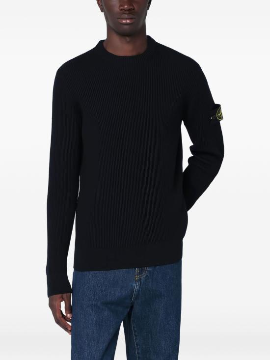 26FW 스톤 아일랜드 리브드 니트 로고 패치 스웨터 L2S155100053S00C2 V0020NAVYBLUE - STONE ISLAND