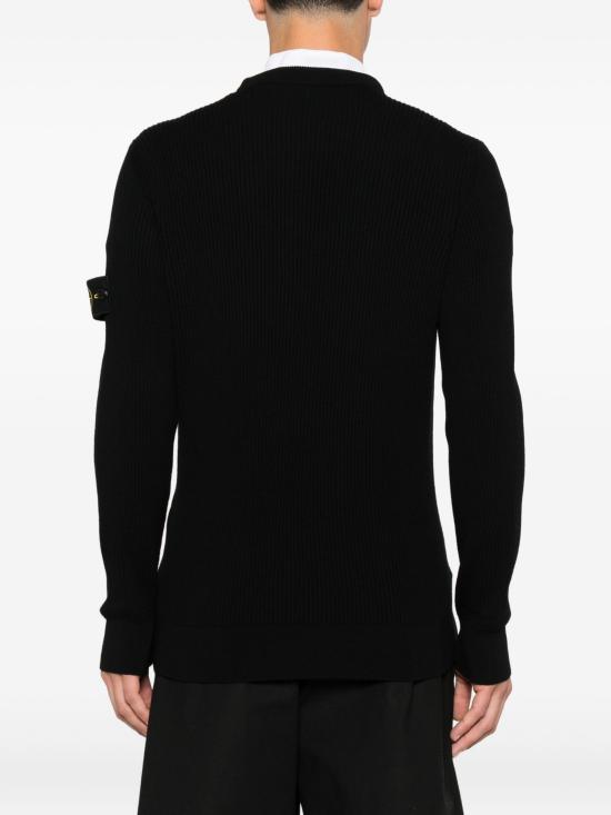 26FW 스톤 아일랜드 리브드 니트 로고 패치 스웨터 L2S155100053S00C2 V0029BLACK - STONE ISLAND