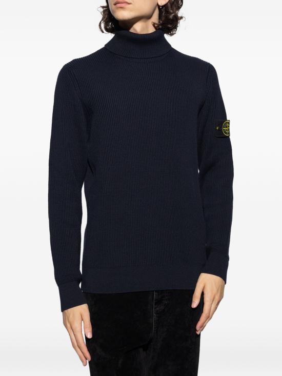 26FW 스톤 아일랜드 슬리브 로고 패치 하이 칼라 스웨터 L2S155100052S00C2 V0020NAVYBLUE - STONE ISLAND