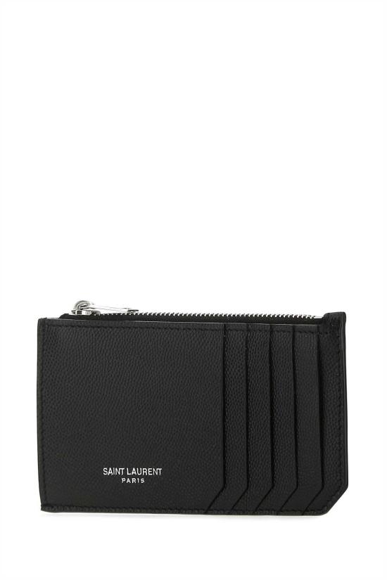 26FW 생로랑 그랑 드 뿌드르 엠보스드 레더 프라그망 지퍼 카드 케이스 609362BTY0N 1000 BLACK - SAINT LAURENT