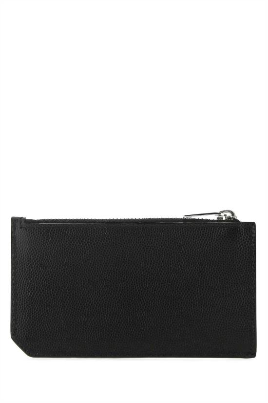 26FW 생로랑 그랑 드 뿌드르 엠보스드 레더 프라그망 지퍼 카드 케이스 609362BTY0N 1000 BLACK - SAINT LAURENT