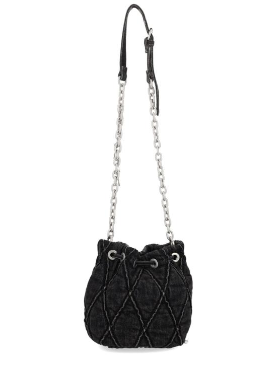 25FW 디젤 참-D S-미니버킷백 트리티드 퀼티드 데님 X10346 P6330T8013 BLACK