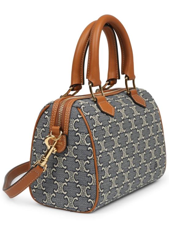 26SS 셀린느 트리옹프 자카드 앤 카프스킨 스몰 보스턴백 113772U29 07PM NAVY - CELINE