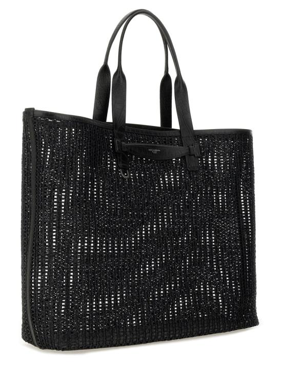 돌체앤가바나 Woven mesh and calfskin 쇼퍼백 BM2453 A9O948B956 BLACK