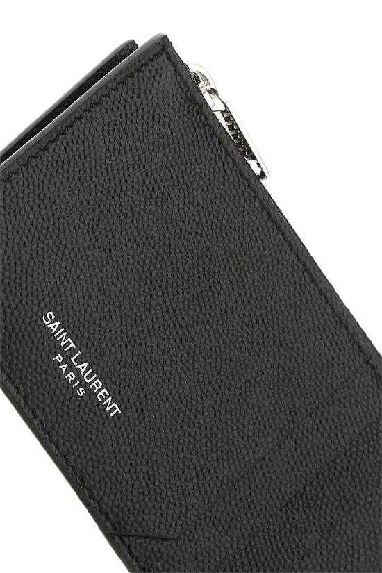 26FW 생로랑 그랑 드 뿌드르 엠보스드 레더 프라그망 지퍼 카드 케이스 609362BTY0N 1000 BLACK - SAINT LAURENT