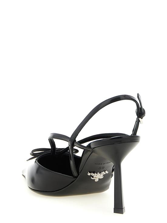 26FW 프라다 브러시드 레더 슬링백 펌프스 1I675OF075055F0002 Black - PRADA