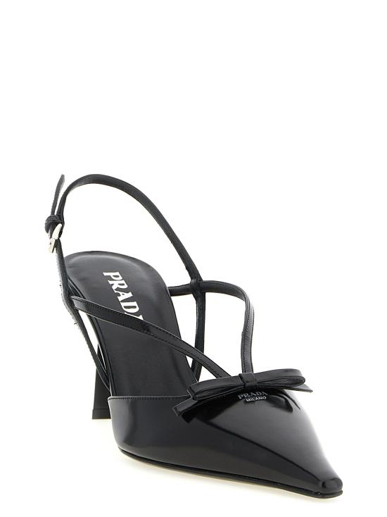 26FW 프라다 브러시드 레더 슬링백 펌프스 1I675OF075055F0002 Black - PRADA