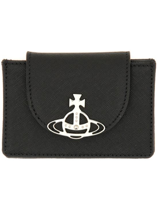26FW 비비안웨스트우드 사피아노 플랩 카드 홀더 5402000BW L001NN401 BLACK - VIVIENNE WESTWOOD
