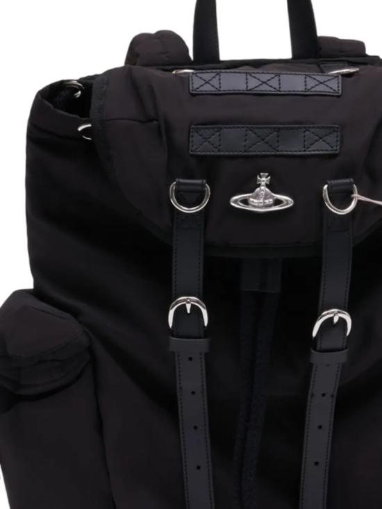 26FW 비비안웨스트우드 나일론 로고 백팩 43010072U W019EN403 BLACK SILVER - VIVIENNE WESTWOOD
