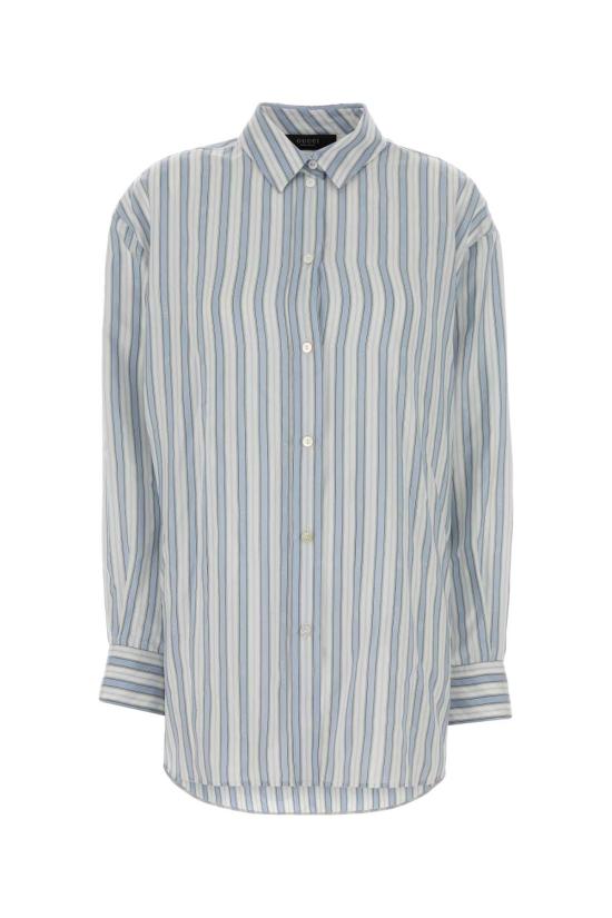 26FW 구찌 인터로킹 G 실크 자카드 셔츠 인터로킹 G 실크 자카드 셔츠 875536ZAU9G 4305 AZUREWHITEMC