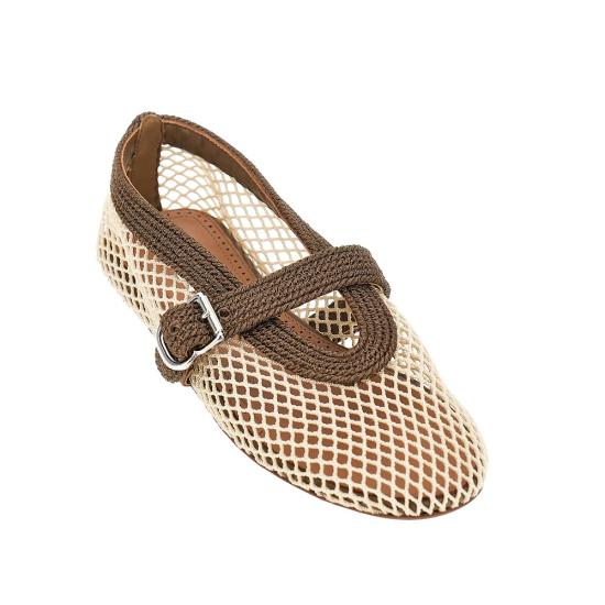 26FW 알라이아 플랫 슈즈 AA3A029A041 Khaki - ALAIA
