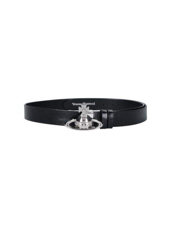 26FW 비비안웨스트우드 ORB 로고 가죽 벨트 82010087U L00EO N401 BLACK