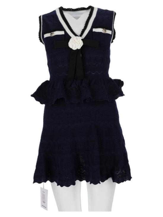 26FW 셀프 포트레이트 원피스 PF26 075S N NAVY Black