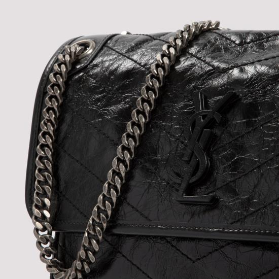 26FW 생로랑 크링클 빈티지 레더 미디움백 6331580EN04 1000 BLACK - SAINT LAURENT